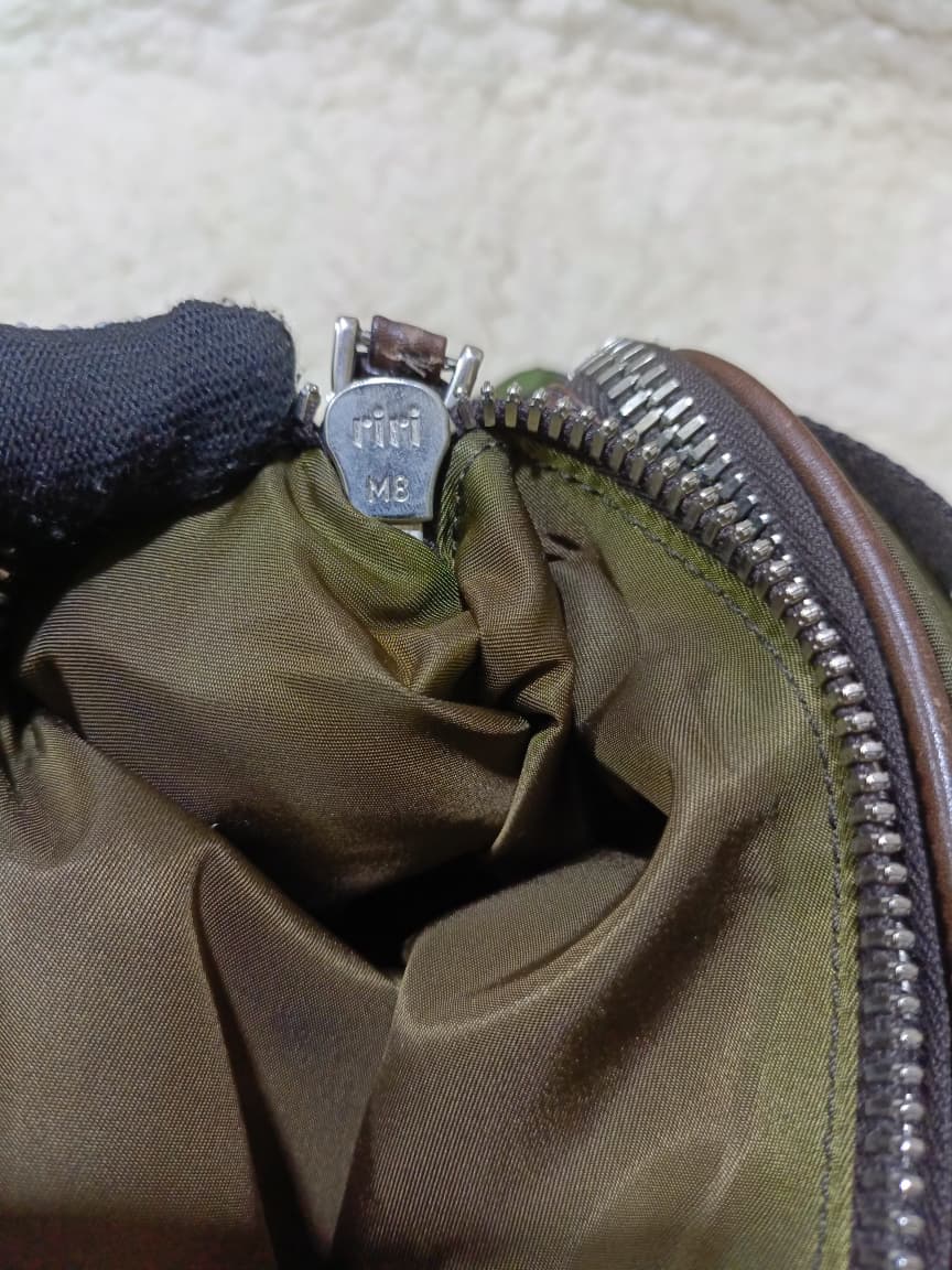 Prada Green Nylon & Brown  Crossbody Bag | Pre-Loved