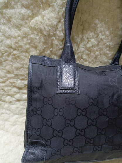 Gucci Black GG Canvas Shoulder Tote | Pre-Loved