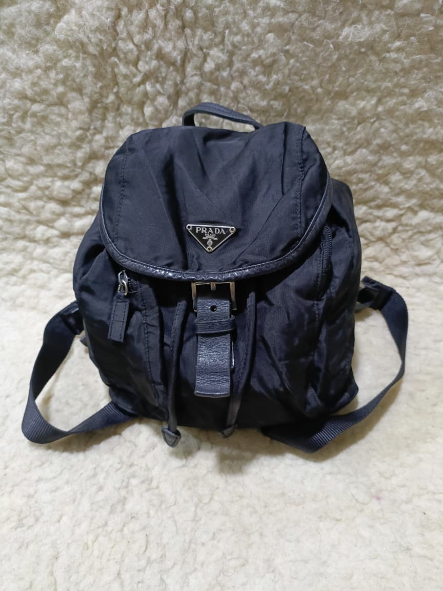 Prada Nylon Flap Backpack in Black | Pre-Loved