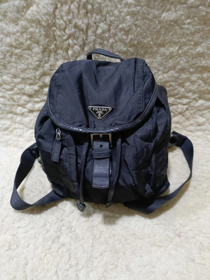 Prada Nylon Flap Backpack in Black | Pre-Loved