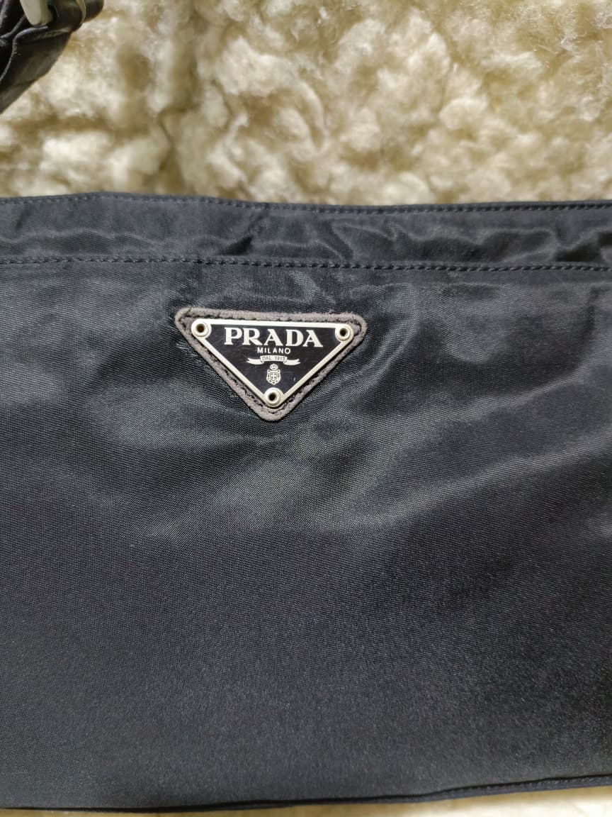 Prada Nylon Shoulder Bag in Black with Adjustable Strap | Pre-Loved