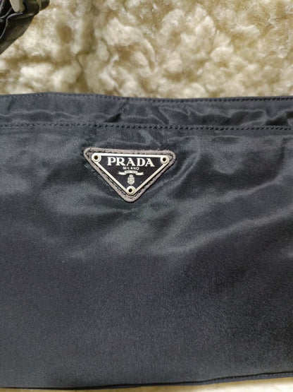 Prada Nylon Shoulder Bag in Black with Adjustable Strap | Pre-Loved