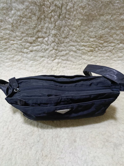 Prada Nylon Shoulder Bag in Black with Adjustable Strap | Pre-Loved