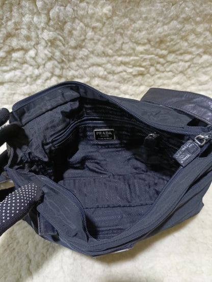Prada Nylon Shoulder Bag in Black with Adjustable Strap | Pre-Loved