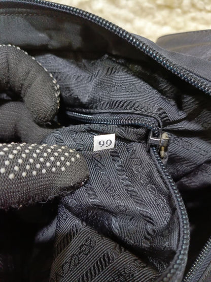Prada Nylon Shoulder Bag in Black with Adjustable Strap | Pre-Loved