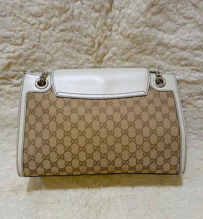 Emily GG Canvas & White Leather Chain Shoulder Bag