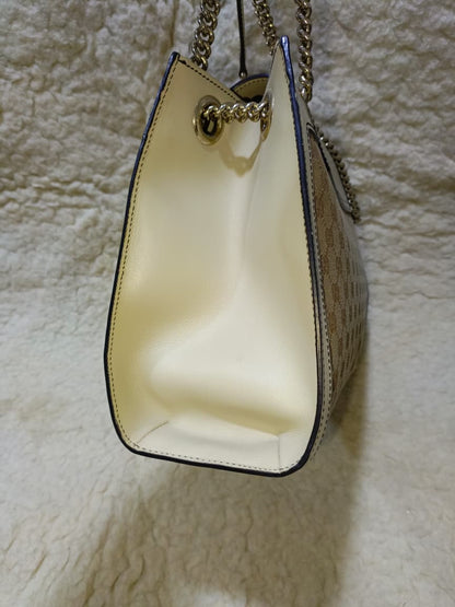 Emily GG Canvas & White Leather Chain Shoulder Bag