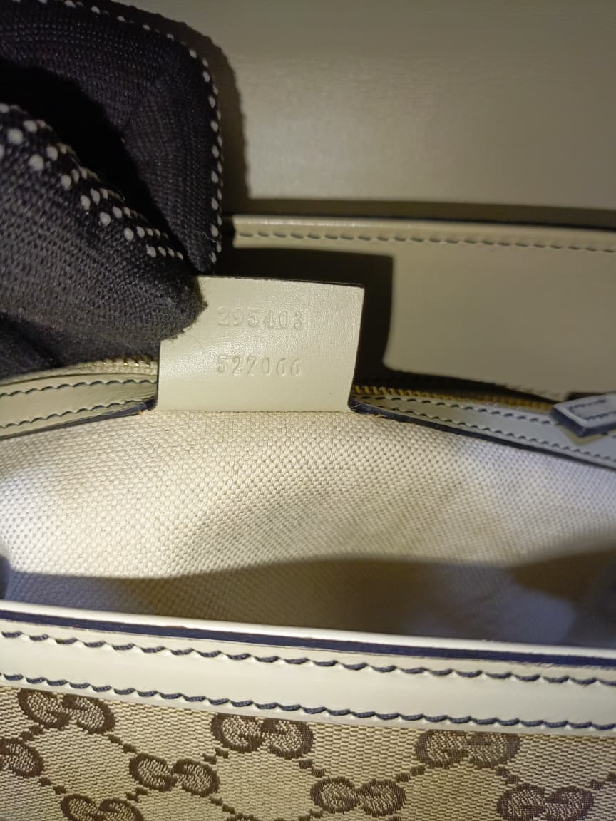 Emily GG Canvas & White Leather Chain Shoulder Bag