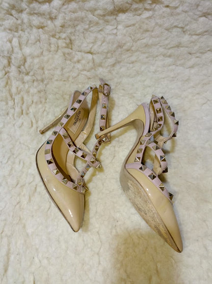 Rockstud Patent Leather T-Strap Pumps - Size 35
