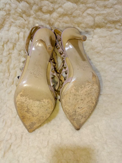Rockstud Patent Leather T-Strap Pumps - Size 35