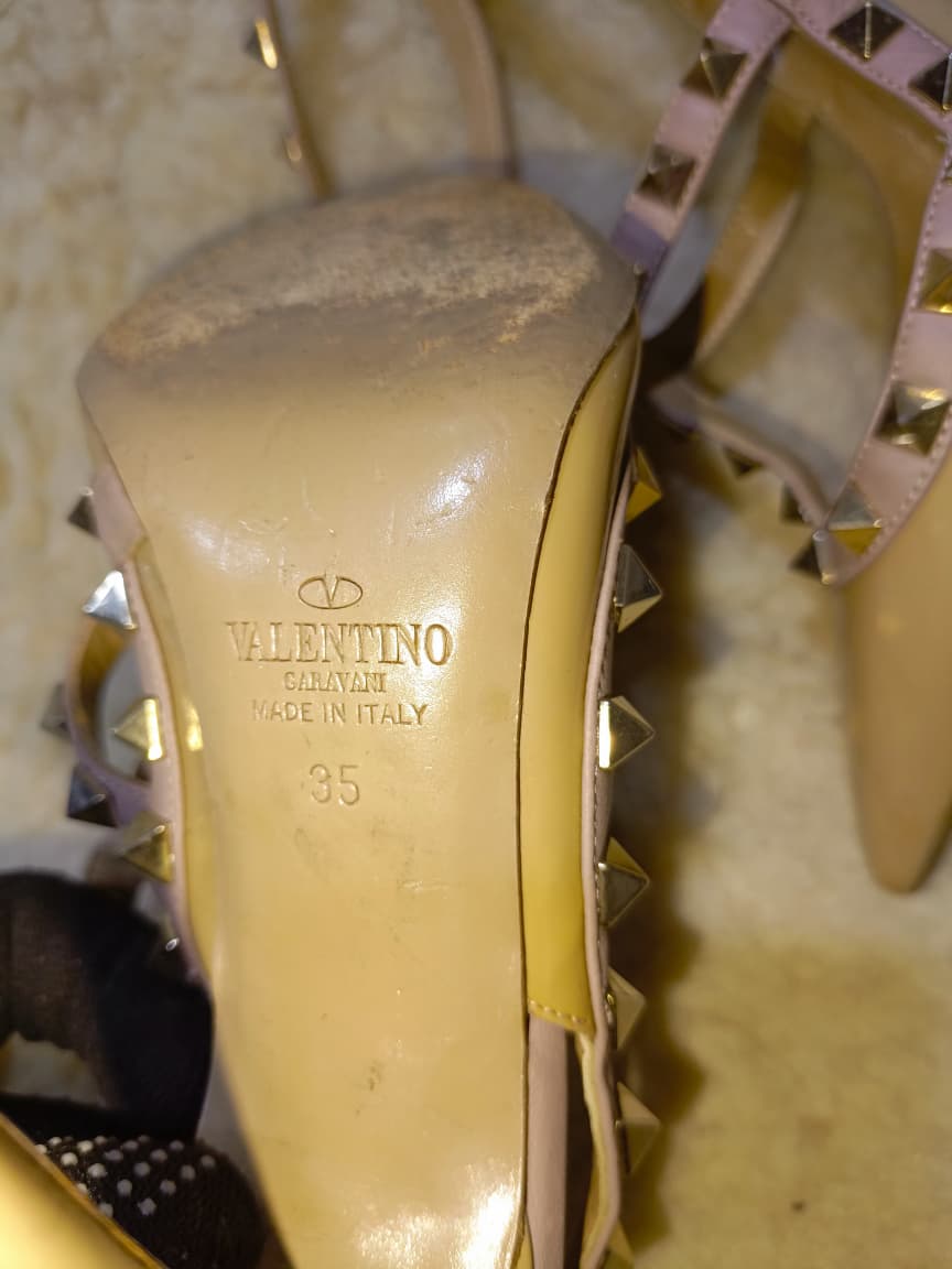 Rockstud Patent Leather T-Strap Pumps - Size 35