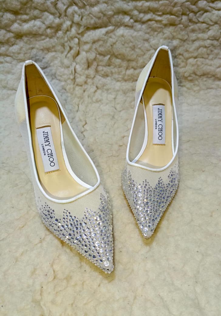 Jimmy Crystal Embellished Pointed-Toe Flats | Authentic