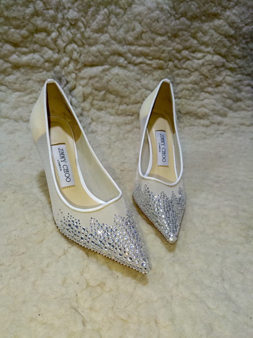Jimmy Crystal Embellished Pointed-Toe Flats | Authentic