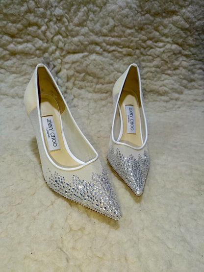 Jimmy Crystal Embellished Pointed-Toe Flats | Authentic