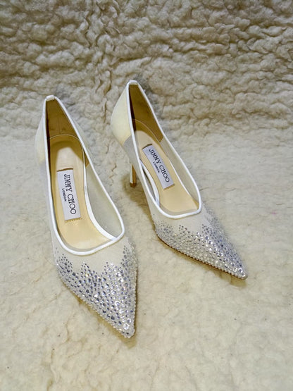 Jimmy Crystal Embellished Pointed-Toe Flats | Authentic