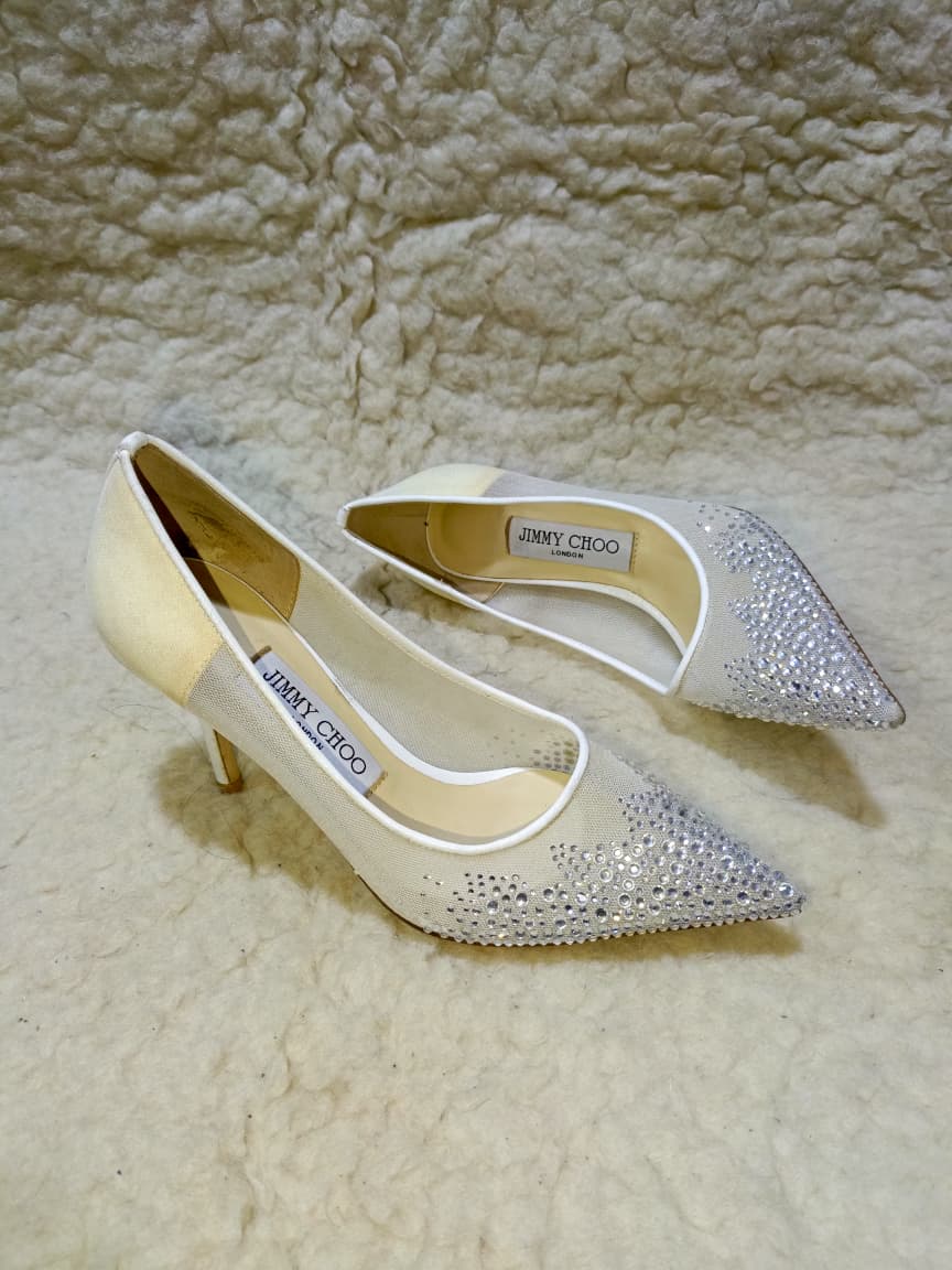 Jimmy Crystal Embellished Pointed-Toe Flats | Authentic