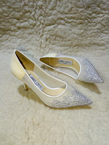 Jimmy Crystal Embellished Pointed-Toe Flats | Authentic