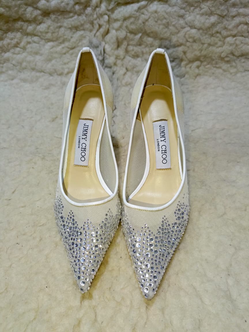 Jimmy Crystal Embellished Pointed-Toe Flats | Authentic