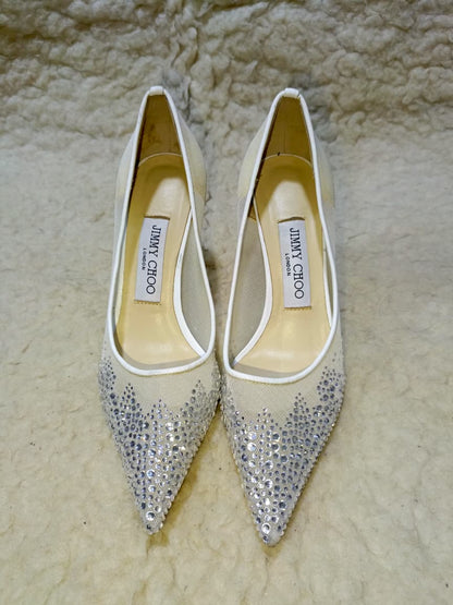 Jimmy Crystal Embellished Pointed-Toe Flats | Authentic