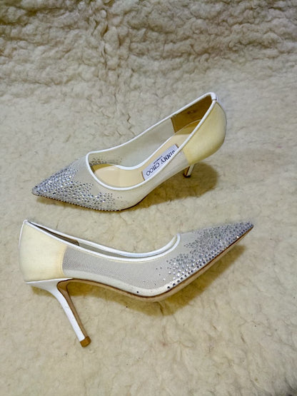 Jimmy Crystal Embellished Pointed-Toe Flats | Authentic
