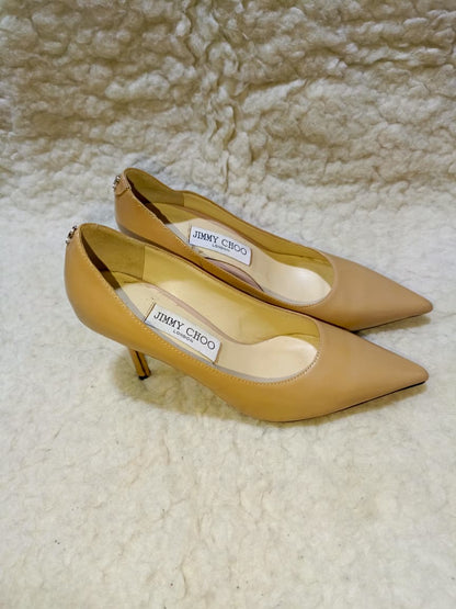 Jimmy Nude Patent Leather Pointed-Toe Pumps | Authentic