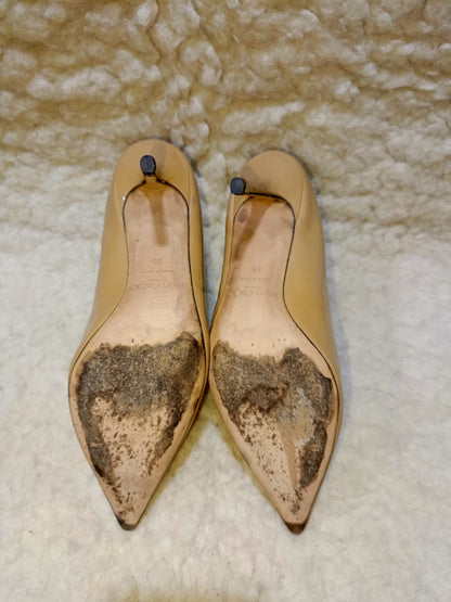 Jimmy Nude Patent Leather Pointed-Toe Pumps | Authentic