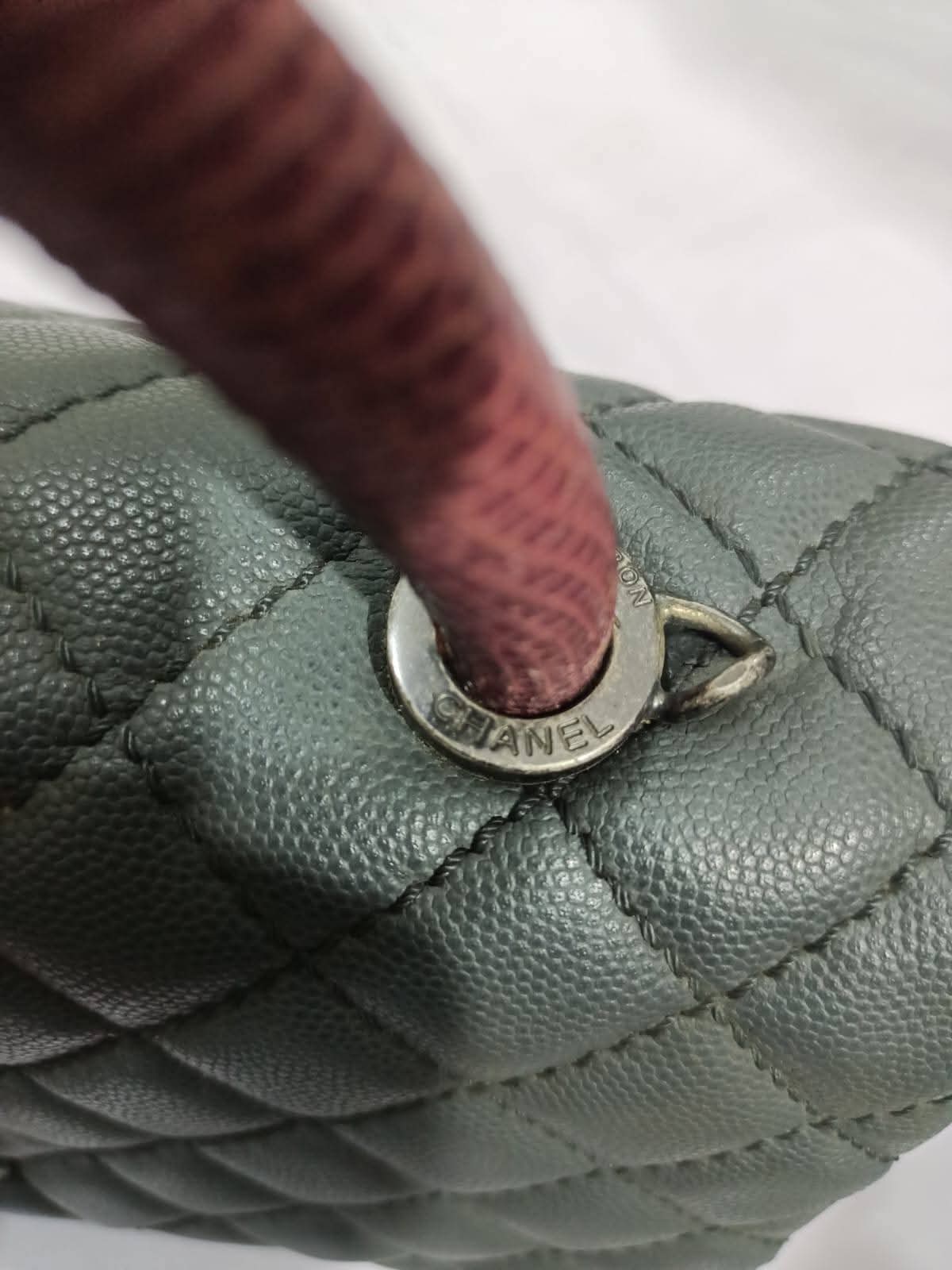 Grey Quilted Top Handle Shoulder Bag