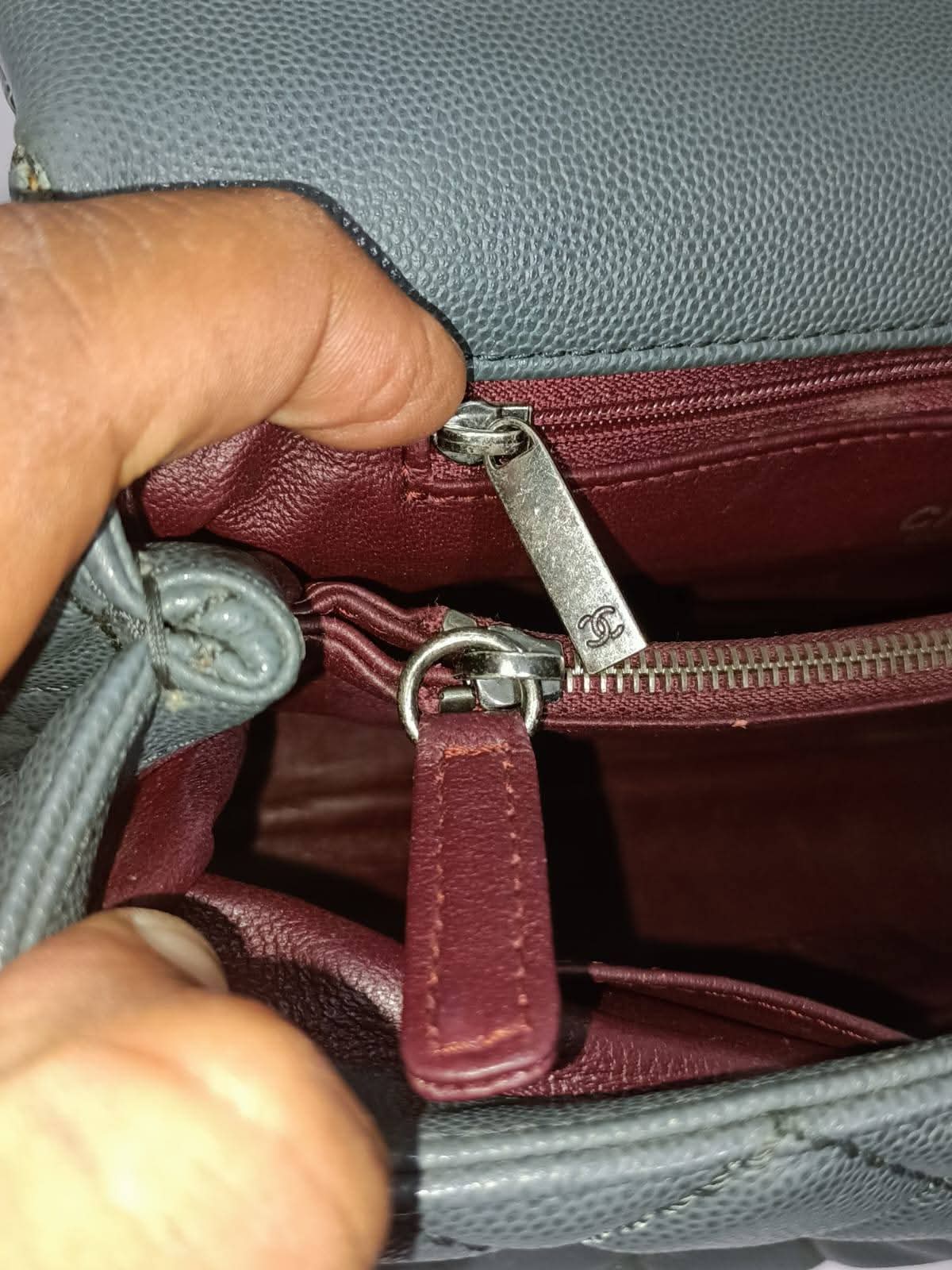 Grey Quilted Top Handle Shoulder Bag