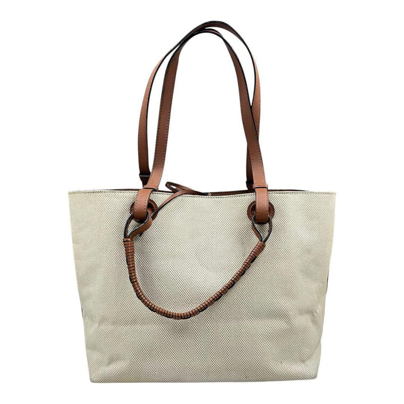Loewe Anagram Canvas Tote Bag with Brown Leather Handles