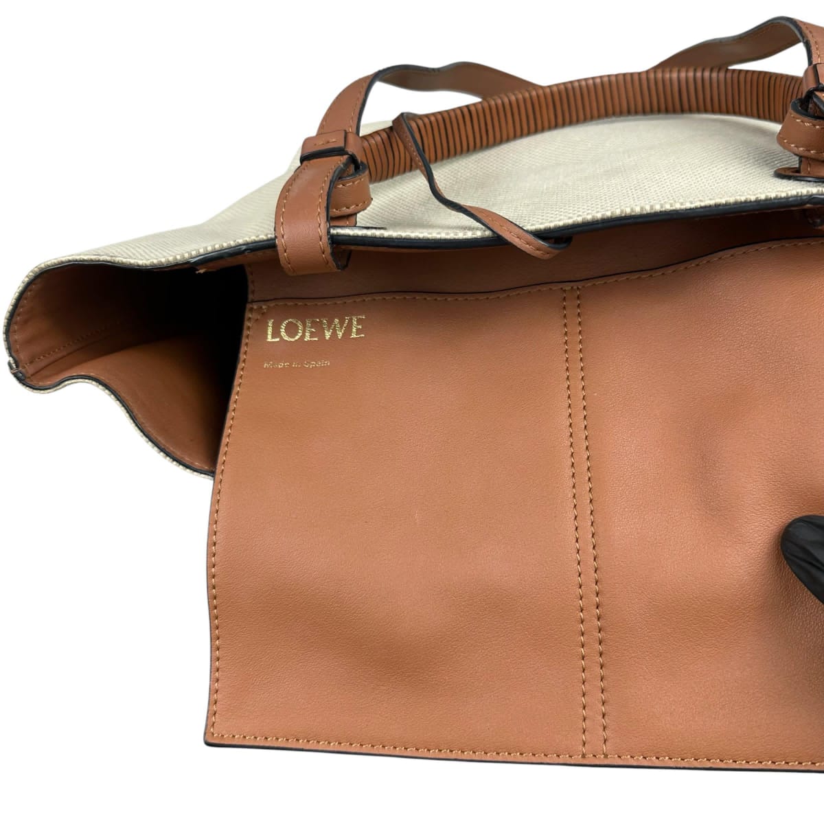 Loewe Anagram Canvas Tote Bag with Brown Leather Handles