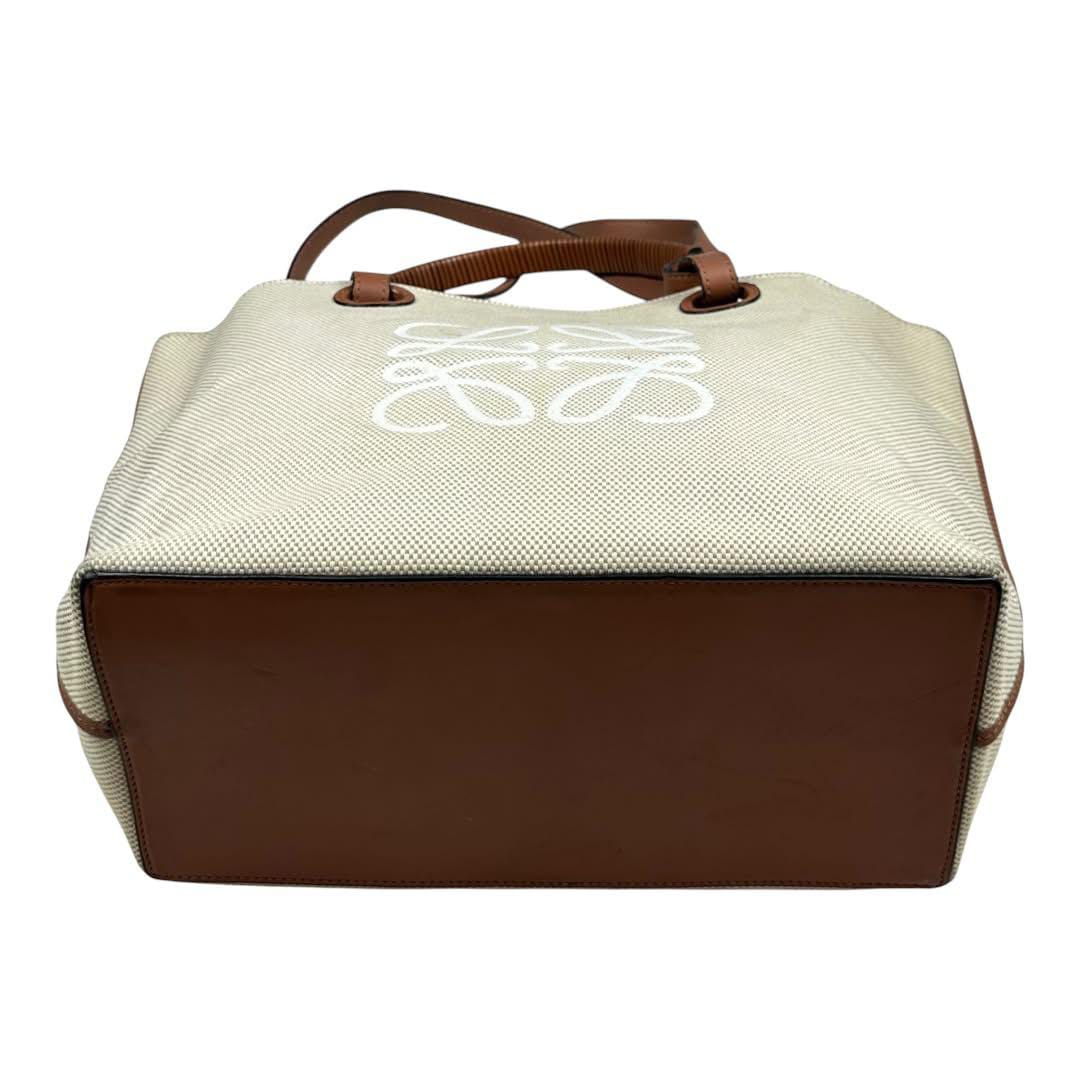 Loewe Anagram Canvas Tote Bag with Brown Leather Handles