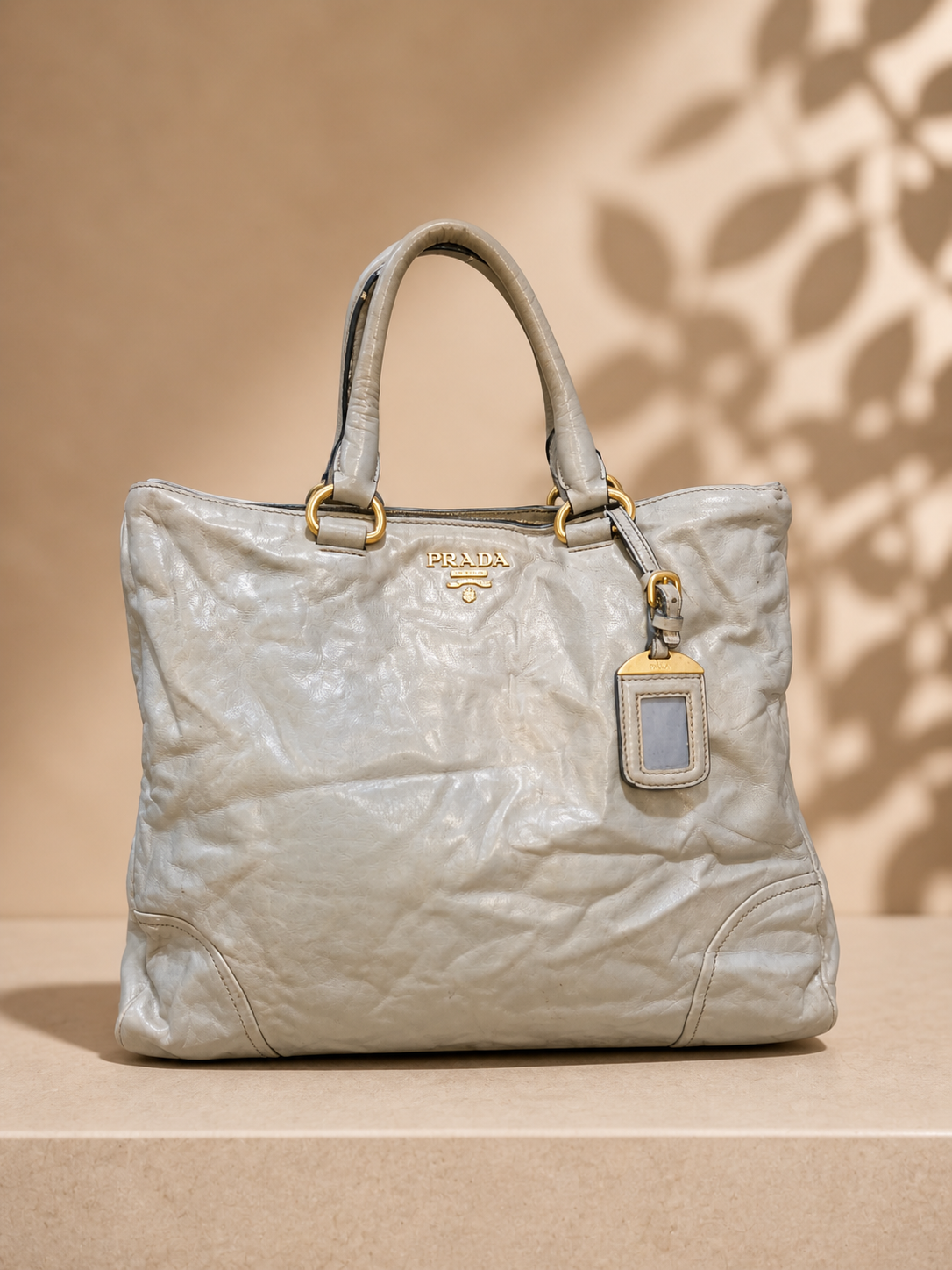 Prada Milano Tote Bag in Sage Grey | Pre-Loved