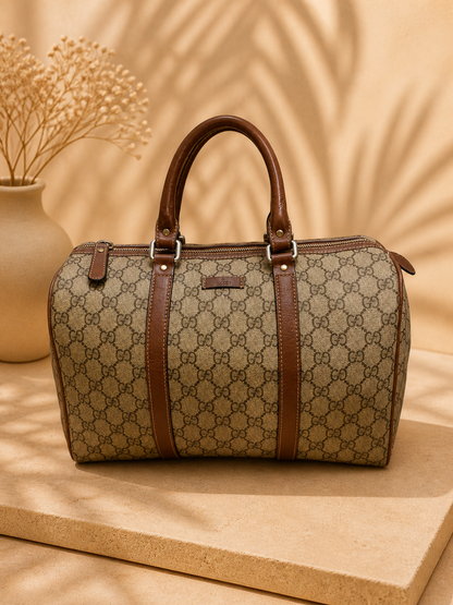 Vintage Gucci GG Brown Leather Trim | Pre-Loved