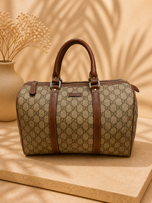 Vintage Gucci GG Brown Leather Trim | Pre-Loved