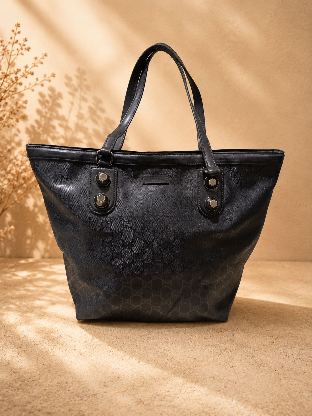 Gucci Black GG Canvas Tote Shoulder Bag | Pre-Loved