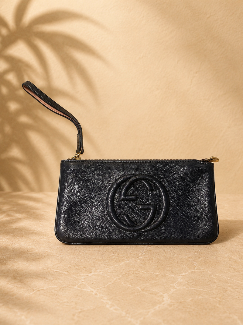 Gucci Black  Leather  Pouch | Pre-Loved