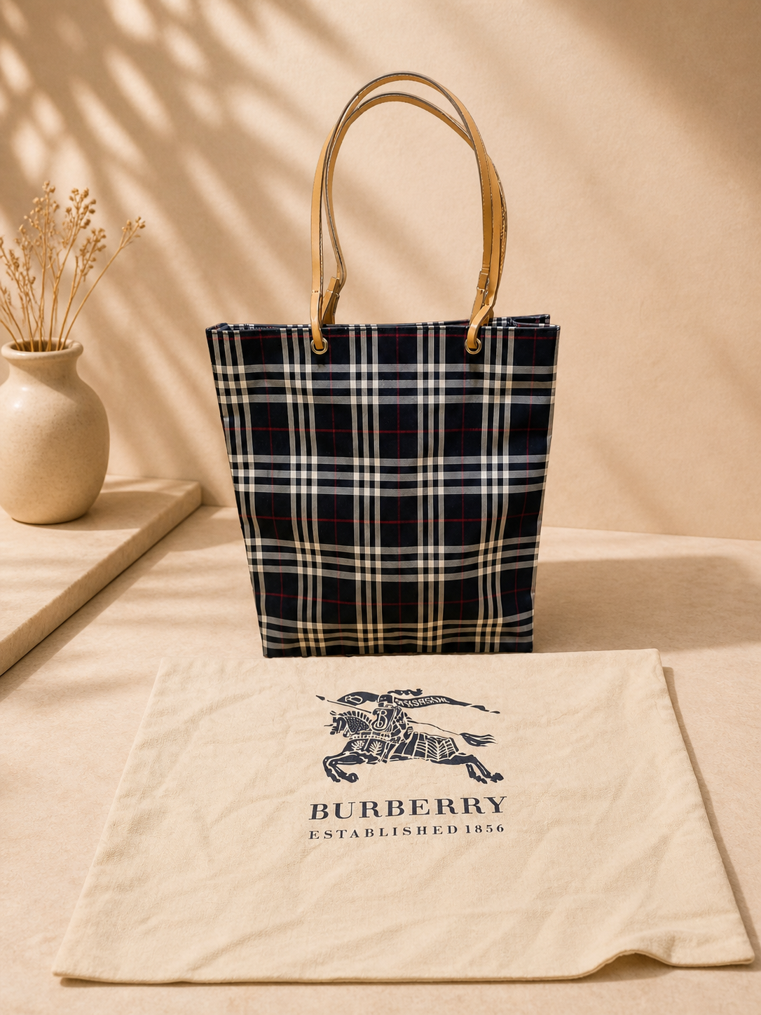 Burberry London Check Tote Bag with Leather Trim & Dust Bag | Pre-Loved