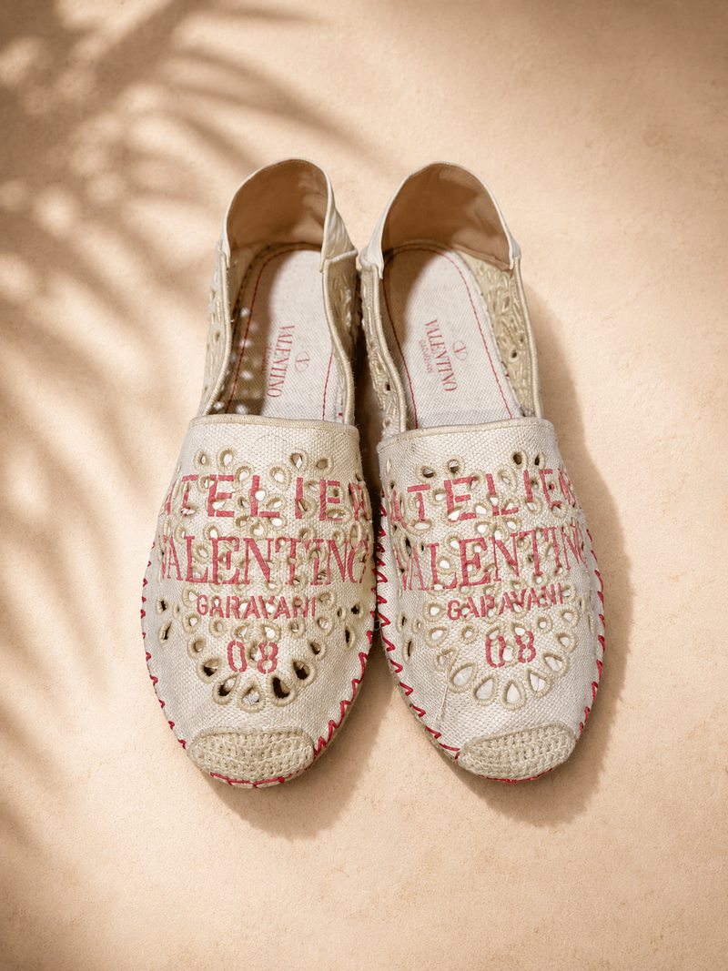 Valentino Flats with Red Logo Print – Size EU 39 | Pre-Loved