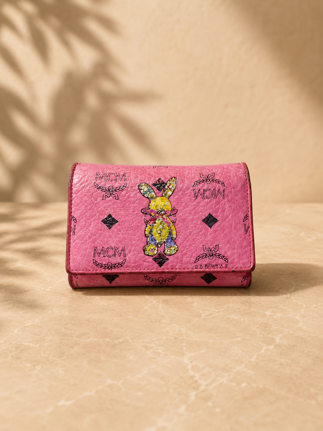 MCM Pink Rabbit Print Compact Wallet | Pre-Loved