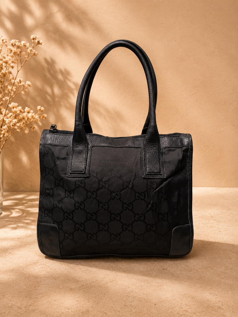 Gucci Black GG Canvas Shoulder Tote | Pre-Loved