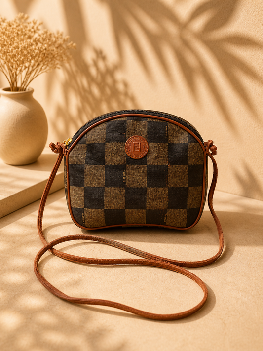 Fendi Vintage Check Pattern Mini Crossbody Pouch | Pre-Loved